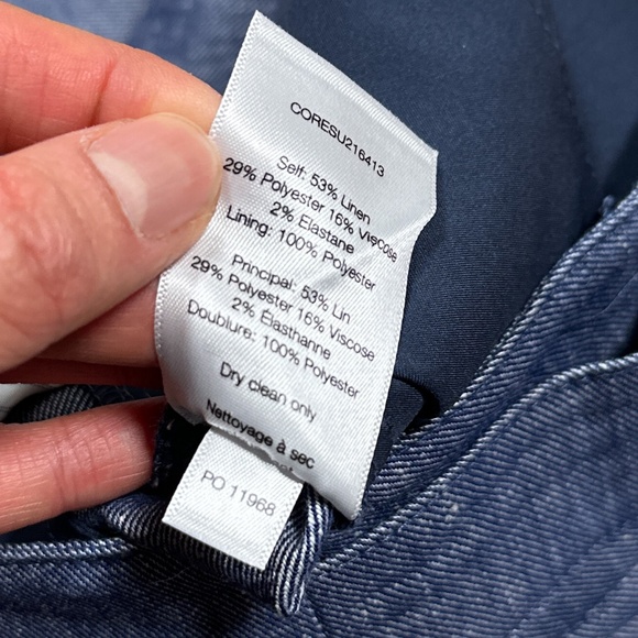 Veronica Beard Aubrie Linen Blend Blue Melange Wide Leg Cropped Pants Womens 4 - Picture 9 of 11